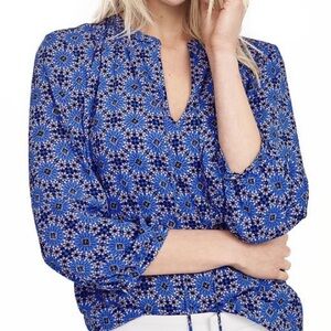 Banana Republic Blue & Purple Moroccan Mosaic Tie Front Top